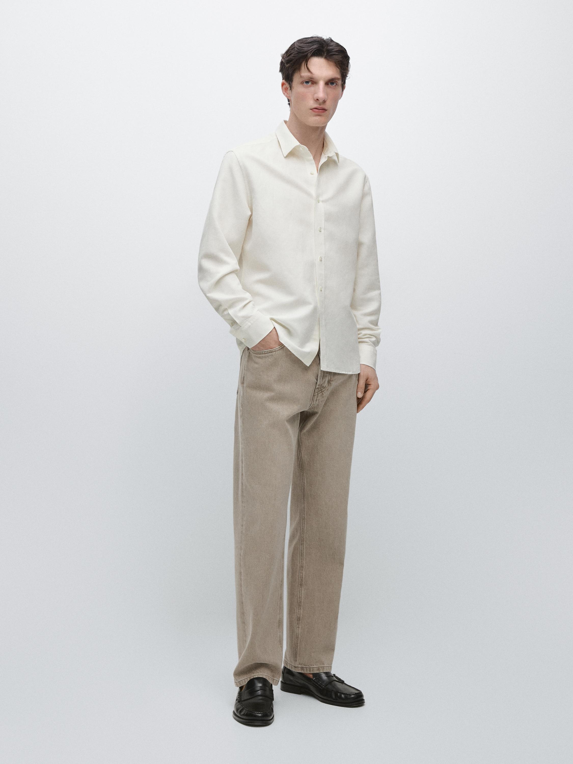 Regular fit linen blend shirt